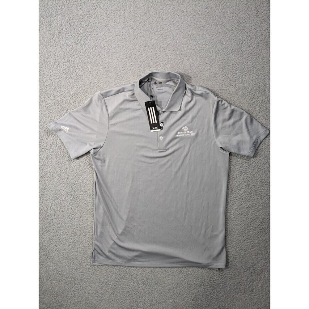 Adidas Performance Polo Shirt Mens Large Golf UPF 30 Beaverhead Logo Gray